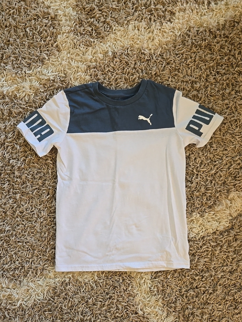 NWOT Puma Navy and White Colorblock Short Sleeve Tee
